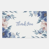 Zachte Waterverf Blauwe Bloemen Rechthoekige Sticker (Voorkant)