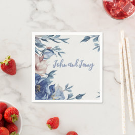 Zachte Waterverf Blauwe Bloemen Servet