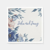 Zachte Waterverf Blauwe Bloemen Servet (Voorkant)