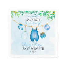 Zachte Waterverf Blauwe Jongens Baby Shower Servet