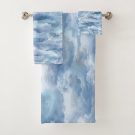 Zachte Waterverf Blauwe Nevel Lucht Abstract Patro Bad Handdoek