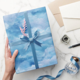 Zachte Waterverf Blauwe Nevel Lucht Abstract Patro Cadeaupapier