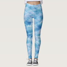 Zachte Waterverf Blauwe Nevel Lucht Abstract Patro Leggings