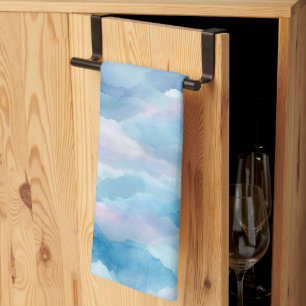 Zachte Waterverf Blauwe Nevel Lucht Abstract Patro Theedoek
