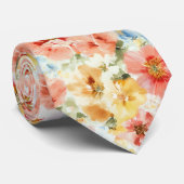 Zachte waterverf bloem boho wilde bloem pastel stropdas (Opgerold)