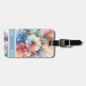 Zachte waterverf bloem en krullen bagagelabel (Voorkant horizontaal)