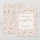 Zachte waterverf bloem neutrale beige uitnodiging (Voorkant / Achterkant)