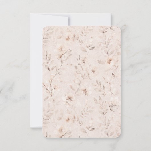 Zachte waterverf bloem neutrale beige uitnodiging (Achterkant)