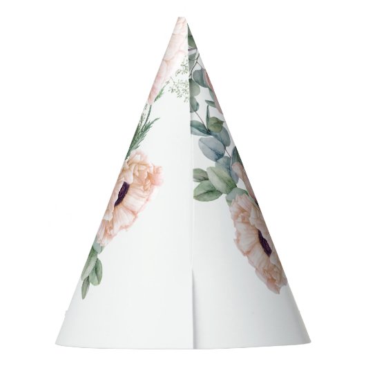 Zachte Waterverf Bloemen 80ste Verjaardag Feesthoedjes (Achterkant)