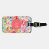Zachte Waterverf Bloemen Bagage Label (Voorkant horizontaal)