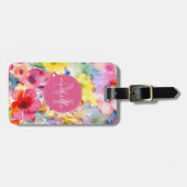 Zachte Waterverf Bloemen Bagage Label (Voorkant horizontaal)