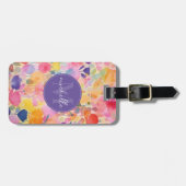 Zachte Waterverf Bloemen Bagage Label (Voorkant horizontaal)