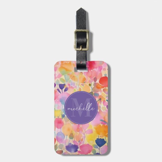 Zachte Waterverf Bloemen Bagage Label (Voorkant verticaal)