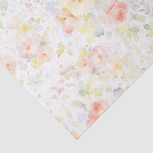 Zachte Waterverf Bloemen Elegant Romantisch Tissuepapier (Detail)