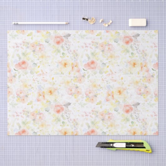 Zachte Waterverf Bloemen Elegant Romantisch Tissuepapier (Craft)