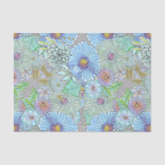 Zachte Waterverf Bloemen en bladeren Decoupage Tissuepapier (Voorkant)