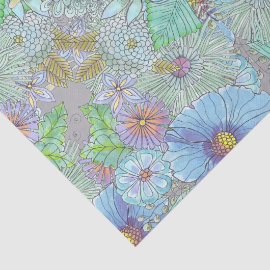 Zachte Waterverf Bloemen en bladeren Decoupage Tissuepapier (Detail)