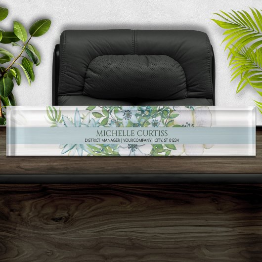 Zachte Waterverf Bloemen Gepersonaliseerde Naam Bo Naambordje