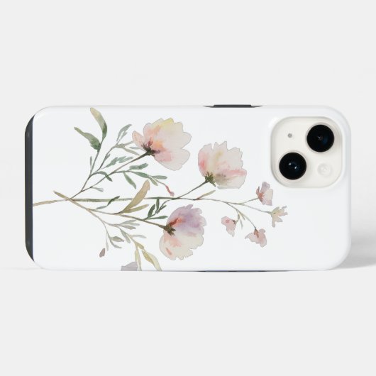 Zachte Waterverf Bloemen iPhone Case iPhone Hoesje (Achterkant horizontaal)