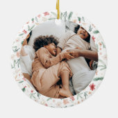 Zachte Waterverf Bloemen Kerst Krans Foto Keramisch Ornament (Achterkant)