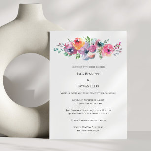Zachte Waterverf Bloemen Modern Elegant Huwelijk Kaart