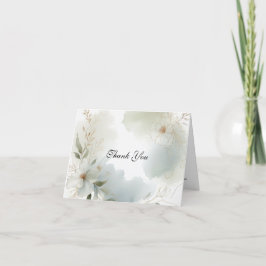 Zachte Waterverf Bloemen Sage Green Wedding Bedankkaart