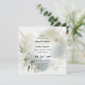 Zachte Waterverf Bloemen Sage Green Wedding Kaart (Staand voorkant)