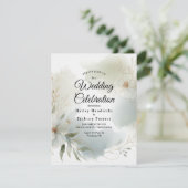 Zachte Waterverf Bloemen Sage Green Wedding Kaart (Staand voorkant)