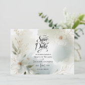 Zachte Waterverf Bloemen Sage Green Wedding Save The Date (Staand voorkant)