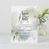 Zachte Waterverf Bloemen Sage Green Wedding Save The Date (Staand voorkant)