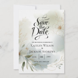 Zachte Waterverf Bloemen Sage Green Wedding Save The Date