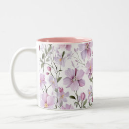 Zachte waterverf bloemen  tweekleurige koffiemok