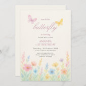 Zachte Waterverf Bloemen Verjaardag Kaart (Voorkant / Achterkant)