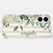 Zachte Waterverf bloemenstrepen Case-Mate iPhone Case (Achterkant (horizontaal))