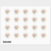 Zachte Waterverf Bloemige Bruiloft Ronde Sticker (Vel)