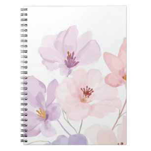 Zachte waterverf bloemkunst – Pastelroze en lavend Notitieboek