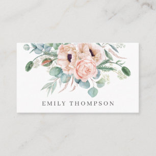 Zachte Waterverf Bloempapavers en Rozen Visitekaartje