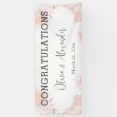 Zachte Waterverf Blush Bloemen Bruiloft Banner (Verticaal)