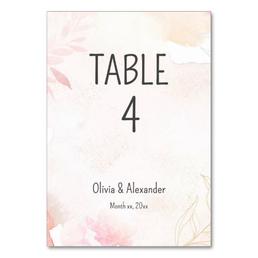 Zachte Waterverf Blush Bloemen Bruiloft Kaart (Voorkant)