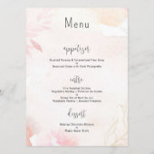 Zachte Waterverf Blush Bloemen Bruiloft Menu (Achterkant)
