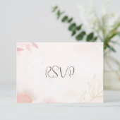 Zachte Waterverf Blush Bloemen Bruiloft RSVP Kaart (Staand voorkant)