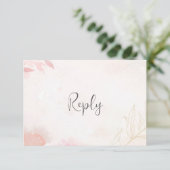 Zachte Waterverf Blush Bloemen Bruiloft RSVP Kaart (Staand voorkant)