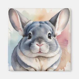 Zachte Waterverf Chinchilla Portret Magneet