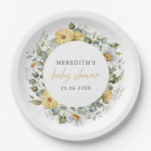 Zachte Waterverf Daisy Wildflower Baby shower Papieren Bordje (Voorkant)