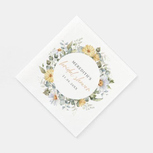 Zachte Waterverf Daisy Wildflower Vrijgezellenfees Servet (Hoek)