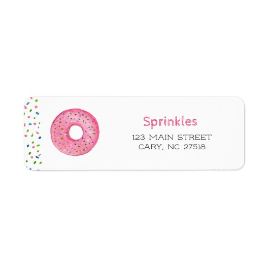 Zachte waterverf donut retouradres sticker (Voorkant)