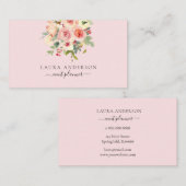 Zachte waterverf floraal in roze achtergrondbussen visitekaartje (Voorkant / Achterkant)