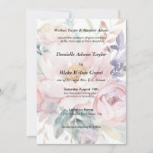 Zachte Waterverf Floral roze Paarse ouders bruilof Kaart (Voorkant)