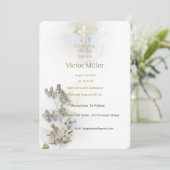 Zachte waterverf & Golden Cross Doopuitnodiging Kaart (Staand voorkant)