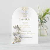 Zachte waterverf & Golden Cross Doopuitnodiging Kaart (Staand voorkant)